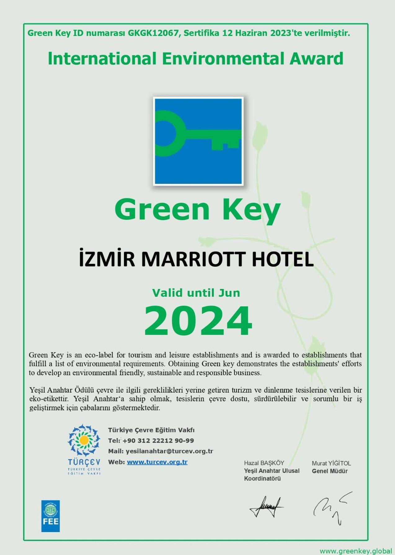 Izmir Marriott Hotel Ngoại thất bức ảnh Green Key label